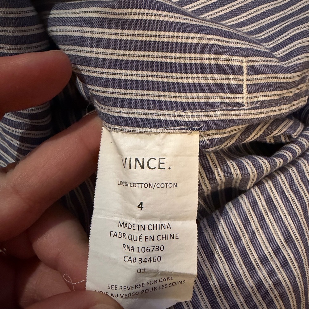 Vince Women’s Short Sleeve Tunic Nautical Vacation Blue White Striped Size 4 - Picture 4 of 11